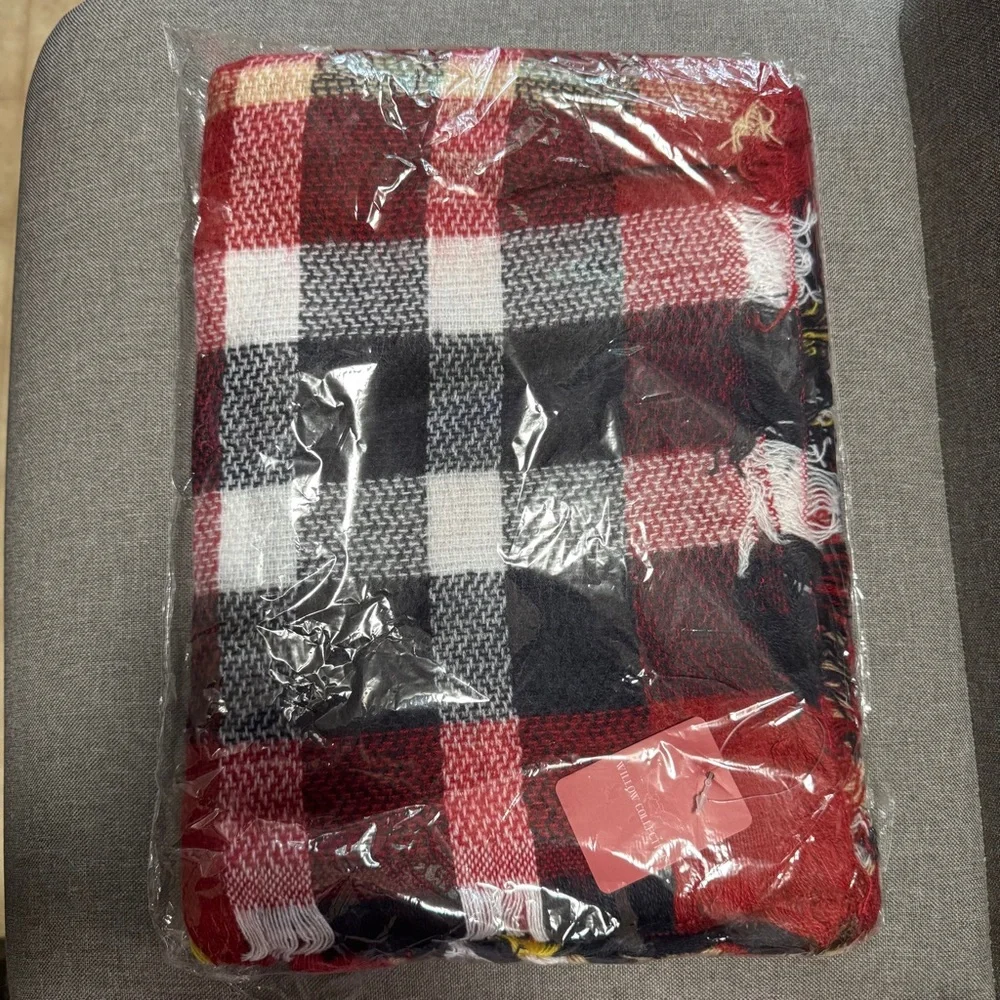 Plaid Red and Black Scarf